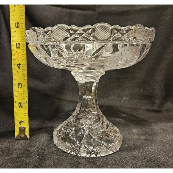 McKee Innovation Bowl Compote Cut Crystal Antique Glass - SET OF 2 - Picture 3 of 8